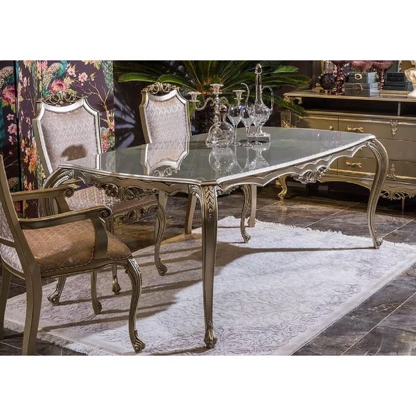 Casa Padrino Tavolo Da Pranzo Barocco Argento - Sontuoso Tavolo Da Pranzo In Legno Massiccio - Mobili Da Sala Da Pranzo Barocchi - Nobile E Magnifico-image