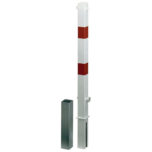 Alberts 781590 Palo Di Sbarramento Passau, Da Inserire Nel Calcestruzzo, Rimovibile, Bianco, Palo 70 X 70 Mm, Altezza Dal Suolo 100 Cm-image