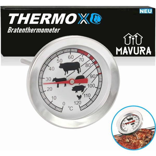 Mavura Thermox Termometro Per Carne Grill Bistecca Arrosto Termometro Da Forno Acciaio Inox-image