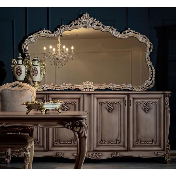 Casa Padrino Set Di Mobili Barocchi Marrone / Colori Naturali - 1 Credenza Barocca A 4 Ante E 1 Specchio Da Parete Barocco - Mobili Barocchi-image