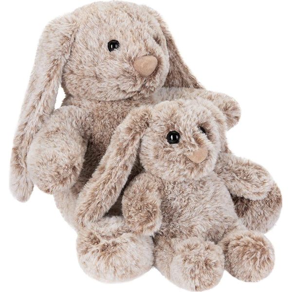 Brubaker Coniglietto Di Peluche Con Orecchie Flosce - 18 Cm E 28 Cm Regalo Di Peluche Per Bambini E Neonati - Coniglietto Di Peluche Per Mamma E Bambino - Set Di Peluche Grigio Marrone-image