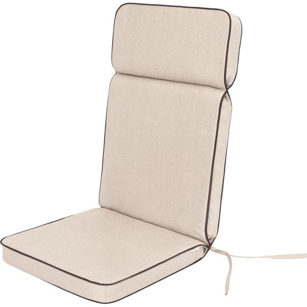 Hobbygarden Cuscino Per Sedia Da Giardino Con Schienale Alto Base Hl Cuscino Per Seduta, Cuscino Confortevole, Cuscino Da Giardino Imbottito Sedia Da Giardino Lounger Chair - Eliza - 119 X 49 X 5 Cm - Beige-image