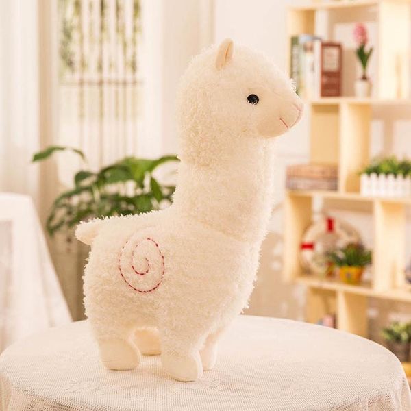 38 Cm Peluche Alpaca Realistico Peluche Alpaca Cammello, Bianco-image