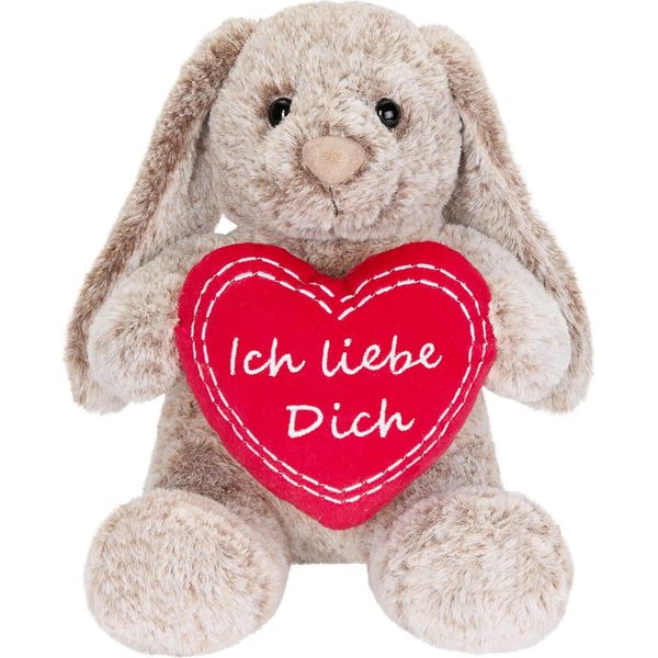 Brubaker Coniglietto Di Peluche Con Cuore Rosso E Orecchie Flosce - Ti Amo - 28 Cm Peluche Regalo - Peluche Coniglietto Di Peluche - Peluche Grigio Marrone-image