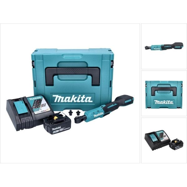 Makita Dwr 180 RG1J Avvitatore A Cricchetto A Batteria 18 V 47,5 Nm 1/4" 3/8"" + 1X Batteria Ricaricabile 6,0 Ah + Caricabatteria + Makpac"-image