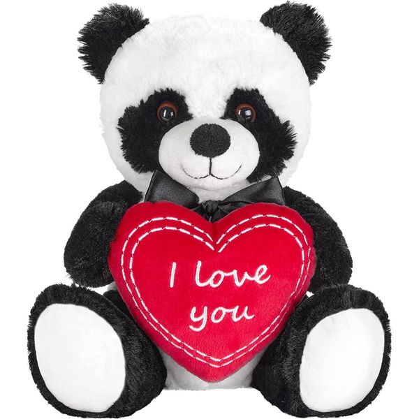 Brubaker Orsetto Di Peluche Panda Con Cuore Rosso - I Love You - 25 Cm - Peluche Orso Panda - Peluche Orsetto Di Peluche Orsetto Di Peluche - Peluche Bianco Nero-image