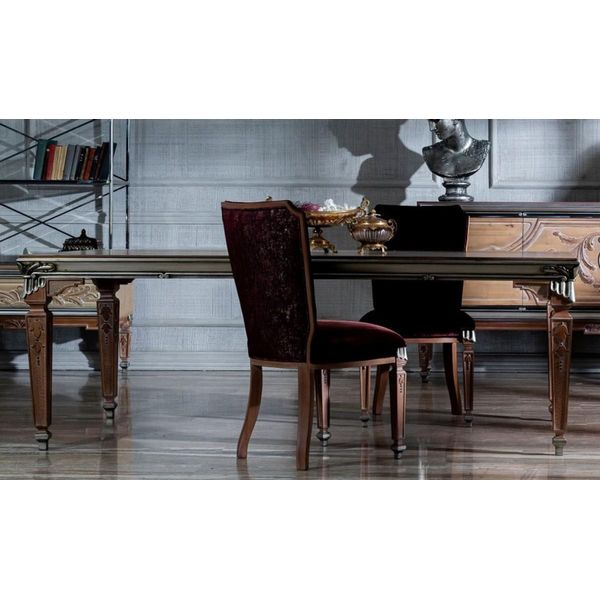 Casa Padrino Tavolo Da Pranzo Barocco Beige / Argento - Sontuoso Tavolo Da Pranzo In Legno Massiccio In Stile Barocco - Mobili Da Sala Da Pranzo Barocchi-image