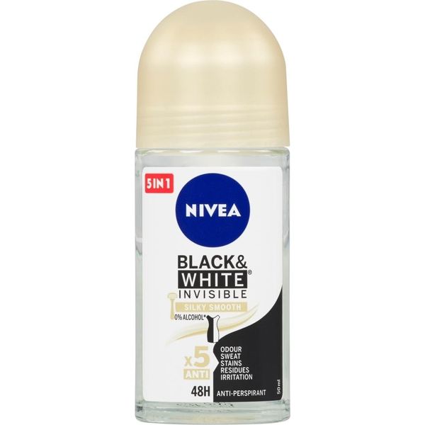 Nivea Invisible For Black & White Silky Smooth Donna Roll On Deodorante Antitraspirante 1,7 Oz 50Ml-image