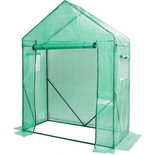 Yorbay Serra In Foglio Serra Per Pomodori, Con Rete A Traliccio In Foglio Per Giardino Per La Coltivazione, Tetto A Punta, Verde, 150×70×190Cm (Lxlxh) Riutilizzabile-image