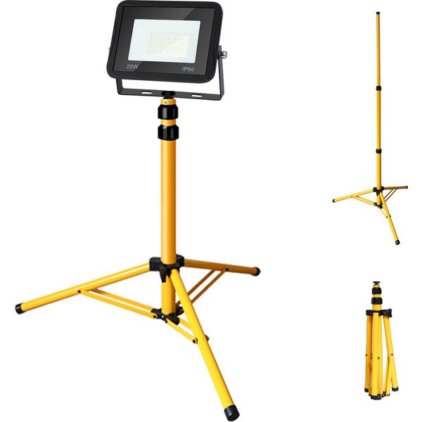 Yakimz Led Faretto Da Costruzione Luci Da Lavoro Faretto Da Lavoro Con Treppiede Proiettore 20W Bianco Freddo-image