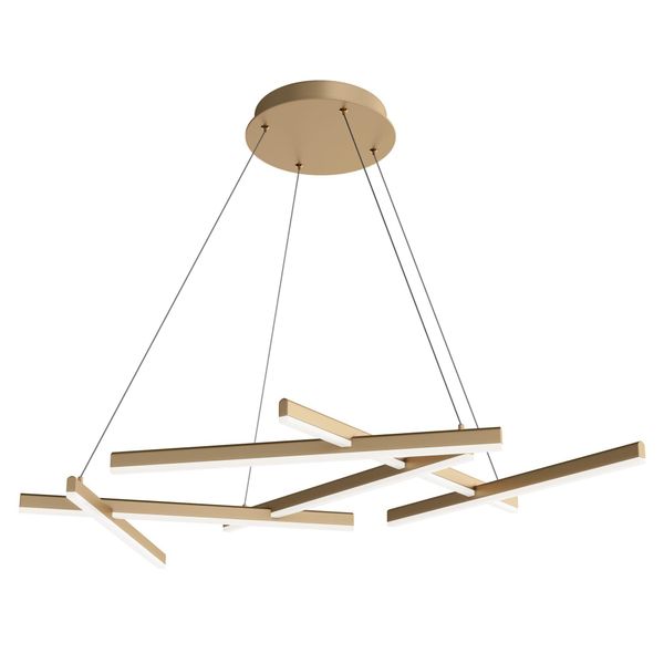 Lampada A Sospensione A Led, Metallo, Acrilico, Oro Opaco, L 66 Cm-image