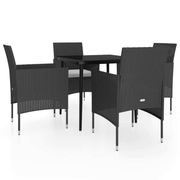 Syfax™ Set Da Pranzo Da Giardino 5 Pz Con Cuscini Nero-image
