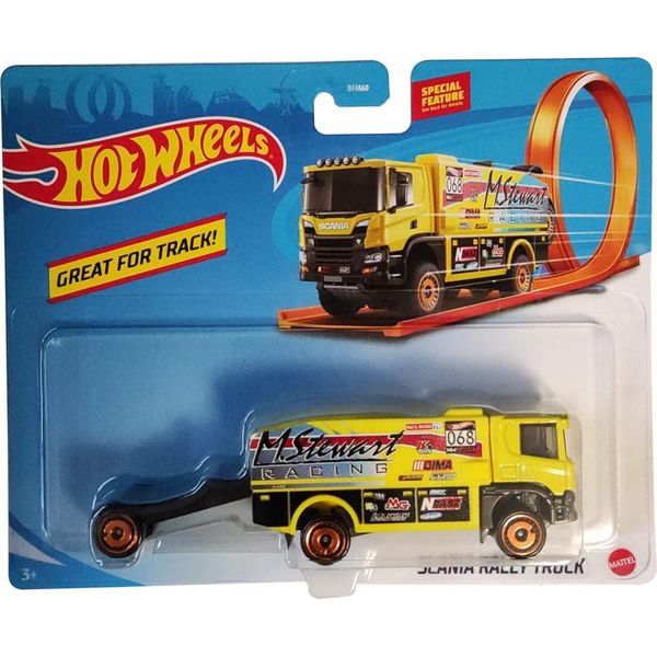 Hot Wheels Transporter - Grande Per La Pista! Scania Rally Truck, Camion Giallo, Auto Giocattolo, Edizione Da Collezione, Mattel GKC33-image