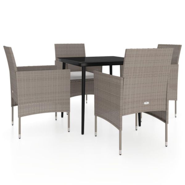 Syfax™ Set Da Pranzo Da Giardino 5 Pz Con Cuscini Beige E Nero-image