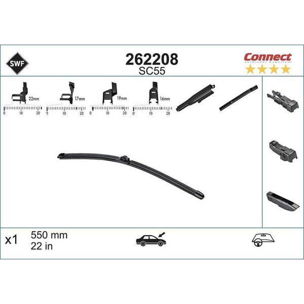 Swf Spazzole Tergicristallo Collegare Anteriore | Spazzola Tergicristallo Auto SC55 550MM-image
