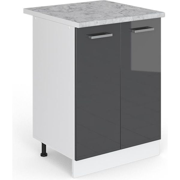 Vicco Mobiletto Base Cucina R-Line, 60 Cm Con Piano Di Lavoro, Antracite Lucido/Bianco-image