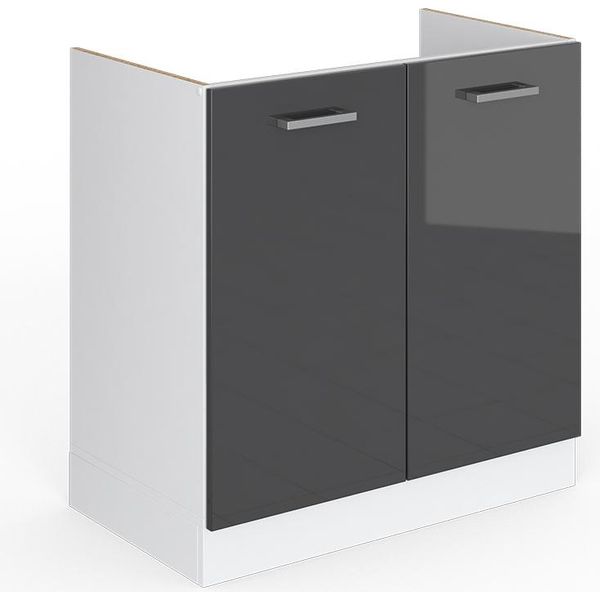 Vicco Mobile Lavello Cucina R-Line, 80 Cm Senza Piano Di Lavoro, Antracite Lucido/Bianco-image