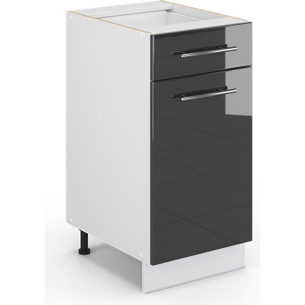Vicco Mobiletto Base Per Cucina Fame-Line, 40 Cm Senza Piano Di Lavoro, Antracite Lucido/Bianco-image