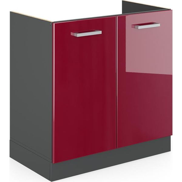 Vicco Mobile Lavello Cucina R-Line, 80 Cm Senza Piano Di Lavoro, Rosso Lucido/Antracite-image