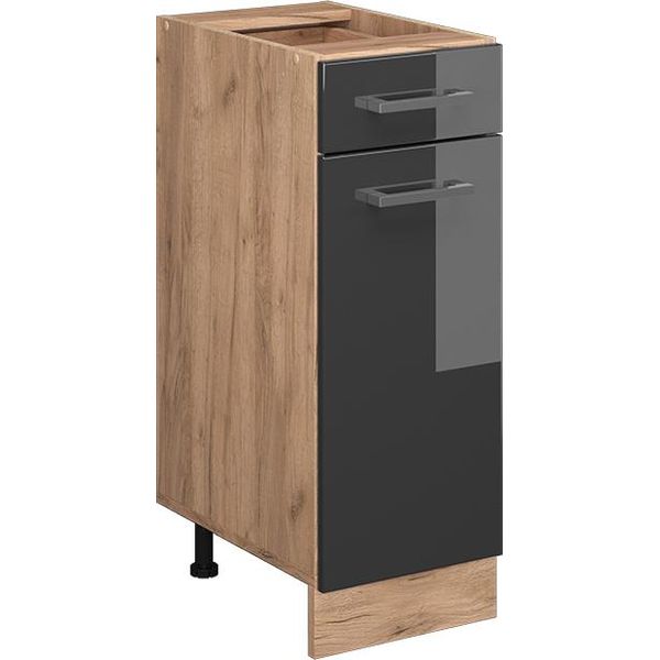Vicco Mobiletto Base Per Cucina R-Line, 30 Cm Senza Piano Di Lavoro, Antracite Lucido/Quercia Dorata-image