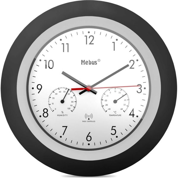Mebus 19449 Orologio Da Parete Radiocomandato Con Termoigrometro.-image