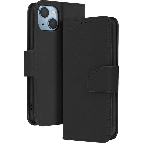 Avizar, Custodia In Pelle Per Iphone 14 Plus Premium Con Funzione Stand, Nero-image