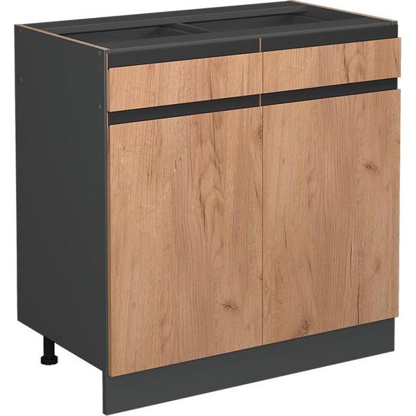 Vicco Mobiletto Base Per Cucina R-Line, 80 Cm Forma A J, Senza Piano Di Lavoro, Quercia Dorata/Antracite-image