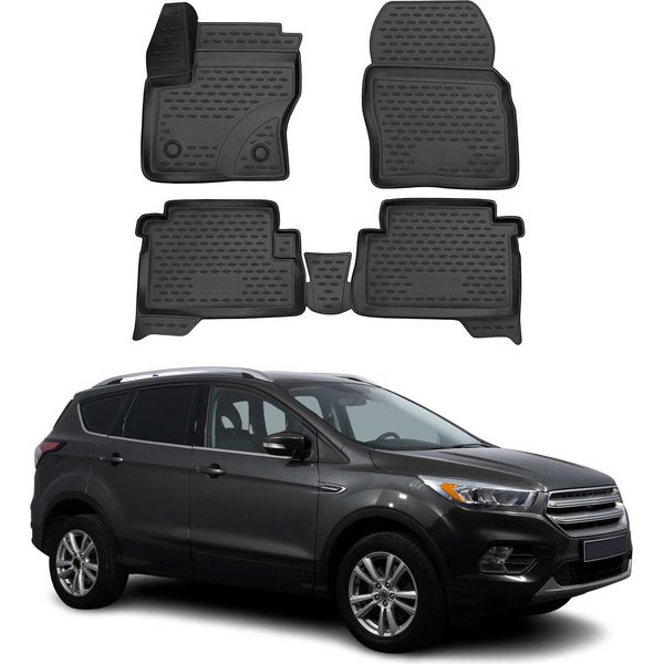 2013-2019 Ford Kuga Tappetini Tpe Nero 4 Pz-image