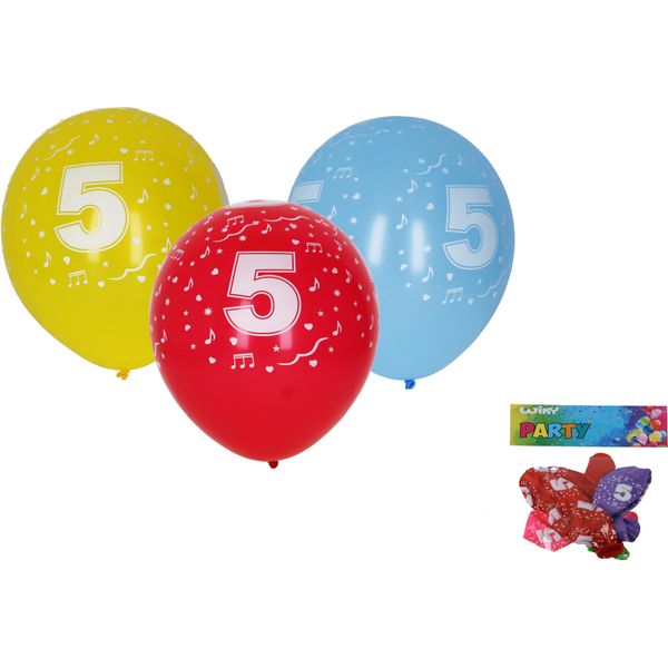 Pallone Gonfiabile Da 30 Cm - Set Di 5, Con Il Numero 5-image