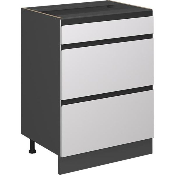Vicco Mobiletto Base Per Cucina R-Line, 60 Cm Forma A J, Con Cassetti, Senza Piano Di Lavoro, Bianco/Antracite-image