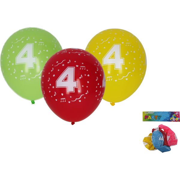 Pallone Gonfiabile 30 Cm - Set Di 5, Con Il Numero 4-image