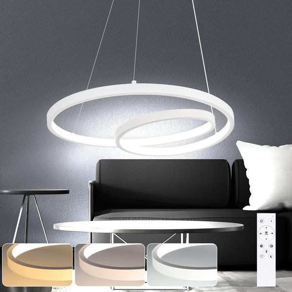 Zmh Lampada A Sospensione Per Tavolo Da Pranzo Lampada A Sospensione Led: 40CM Bianco Lampada A Sospensione Lampada A Sospensione Moderna Lampada Da Sala Da Pranzo Di Design Lampada Da Tavolo Dimmerabile Con Telecomando-image