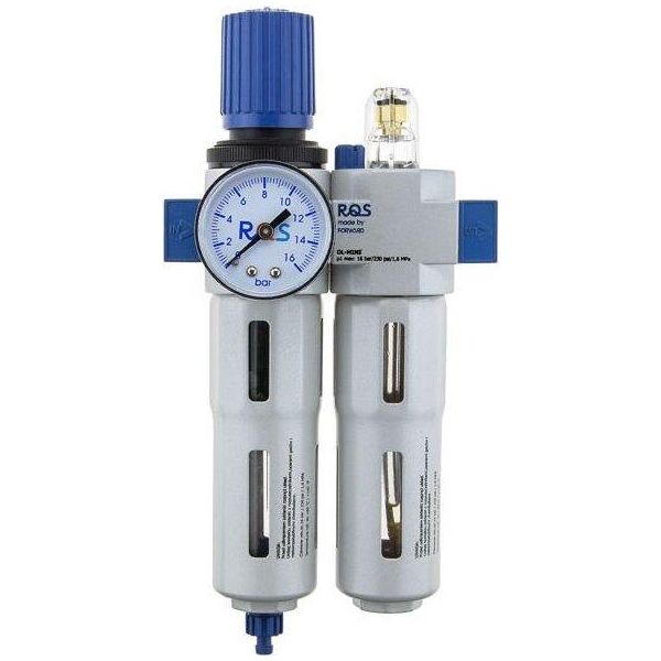 Rqs OU-1/4-MINI Riduttore Di Pressione Con Manometro, Separatore D'acqua, Oliatore (Nebulizzatore D'olio)-image