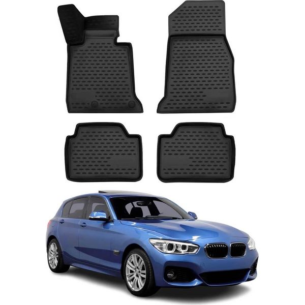2011-2019 Bmw Serie 1 F20 Tappetini Tpe Nero 4 Pz-image