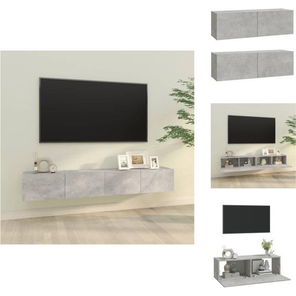 Vidaxl Mobili Tv A Parete 2 Pz. Grigio Cemento 100X30X30 Cm Materiale A Base Di Legno - Mobili Tv-image
