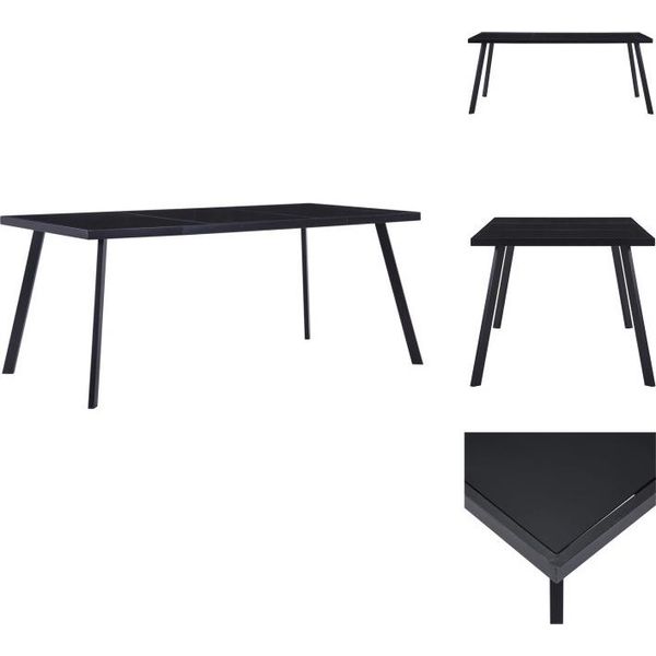 Vidaxl Tavolo Da Pranzo Nero 160 X 80 X 75 Cm In Vetro Temperato - Tavoli Da Pranzo-image