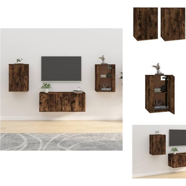 Vidaxl Mobili Tv A Parete 2 Pz. Rovere Fumé 40X34,5X60 Cm - Mobili Tv-image