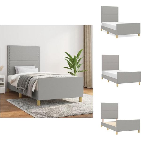 Vidaxl Struttura Letto Con Testiera In Tessuto Grigio Chiaro 100X200 Cm - Letti E Strutture Letto-image