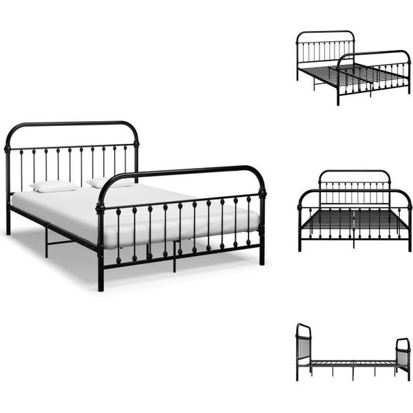 Vidaxl Struttura Letto In Metallo Nero 160×200 Cm - Letti E Strutture Letto-image
