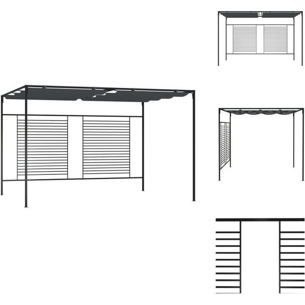 Vidaxl Padiglione Con Tetto Estensibile 4X3X2,3 M Antracite 180 G/M² - Padiglioni E Tende Per Feste-image