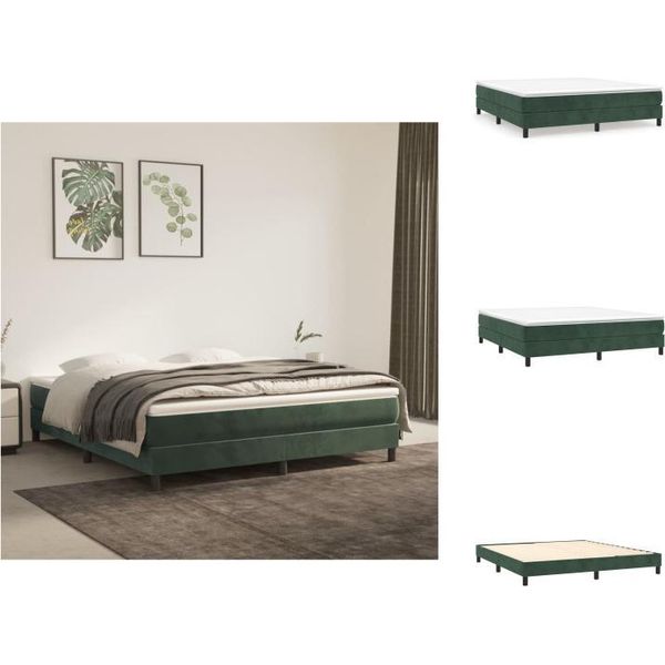 Vidaxl Letto A Molle Verde Scuro 160X200 Cm In Velluto - Letti E Strutture Letto-image