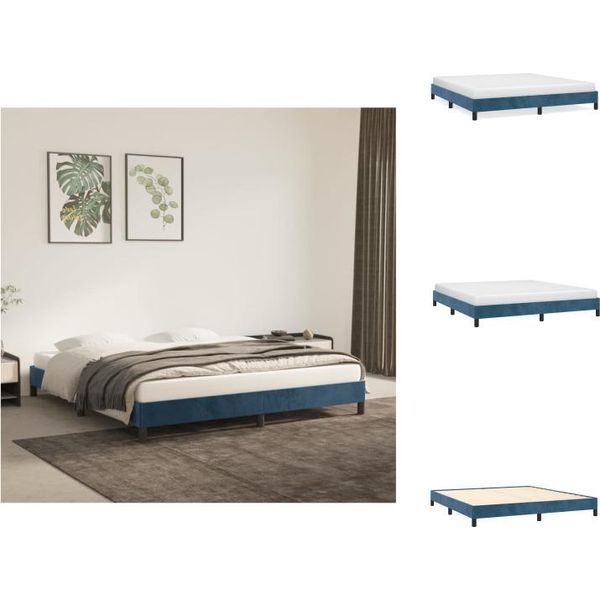 Vidaxl Struttura Letto Blu Scuro 160X200 Cm In Velluto - Letti E Strutture Letto-image