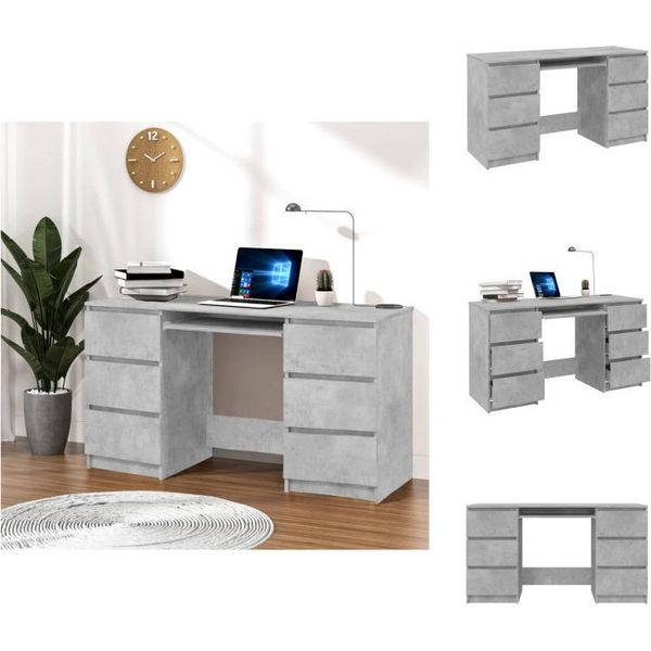 Vidaxl Scrivania Grigio Cemento 140X50X77 Cm In Legno - Scrivanie-image