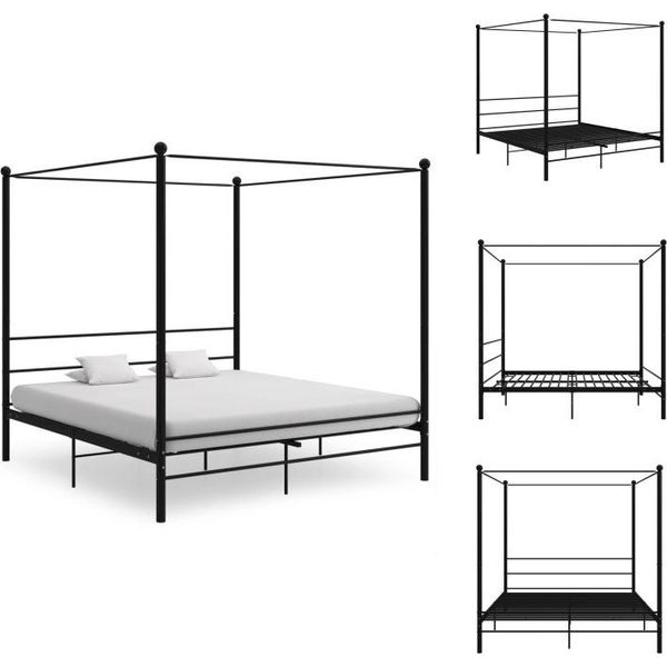 Vidaxl Letto A Baldacchino In Metallo Nero 200X200 Cm - Letti & Reti-image
