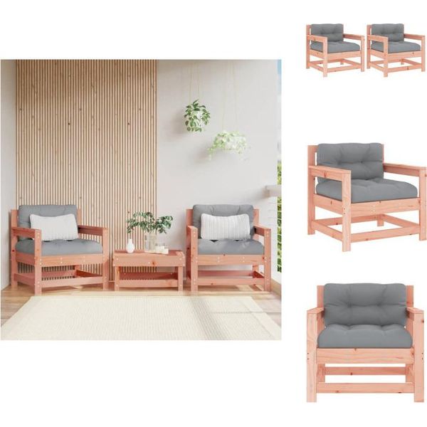 Vidaxl Sedie Da Giardino Con Cuscini 2 Pz. Legno Massiccio Di Abete Douglas - Elementi Per Divani Da Giardino-image