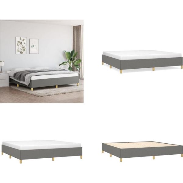 Vidaxl Struttura Letto Grigio Scuro 200X200 Cm In Tessuto - Struttura Letto - Cornici Letto - Struttura Letto - Letto-image