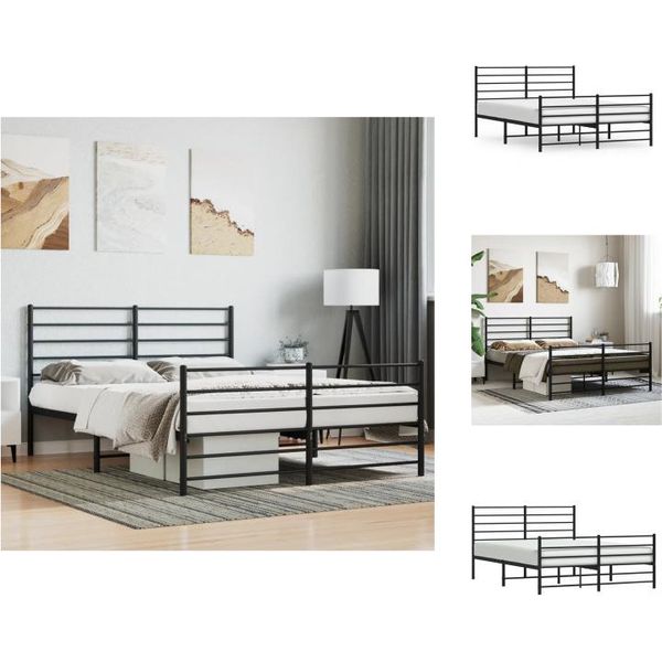 Vidaxl Struttura Letto Con Testiera E Pediera In Metallo Nero 160X200 Cm - Letti E Strutture Letto-image