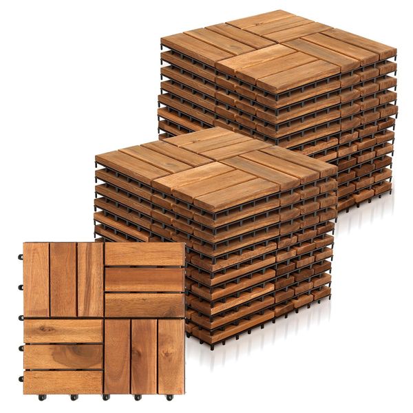 Yakimz Piastrelle In Legno 22X 2M² Piastrelle Per Terrazze In Legno Di Acacia Piastrelle Click 30X30Cm Giardino Balcone Mosaico-image