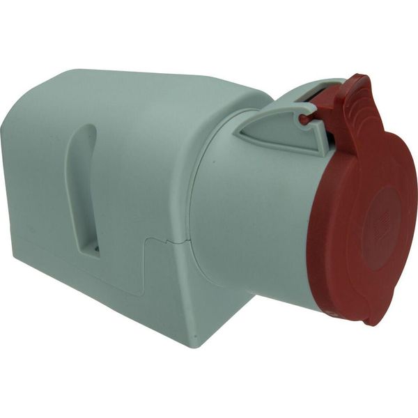 Presa A Muro Cee 32A 5 Poli Corrente Forte Con Coperchio Rosso IP44 400V 6H-image