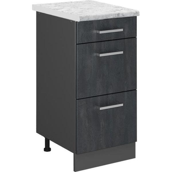 Vicco Mobiletto Base Per Cucina R-Line, 40 Cm Pl Marmo, Calcestruzzo Nero/Antracite-image